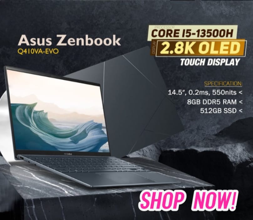 Restocked Asus Zenbook Q410 i5 13th Gen H Series 8GB RAM -  512GB SSD 14.5" 2.8K OLED Touch