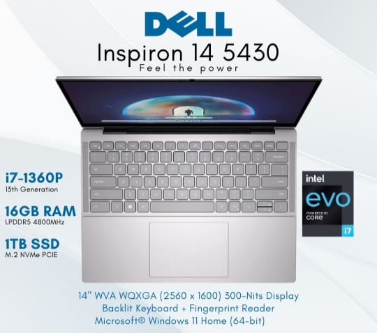 Dell Inspiron 5430 Intel Core i7-1360P 16GB RAM - 1TB SSD 14" WQXGA - Windows 11 Backlit Keyboard - Fingerprint